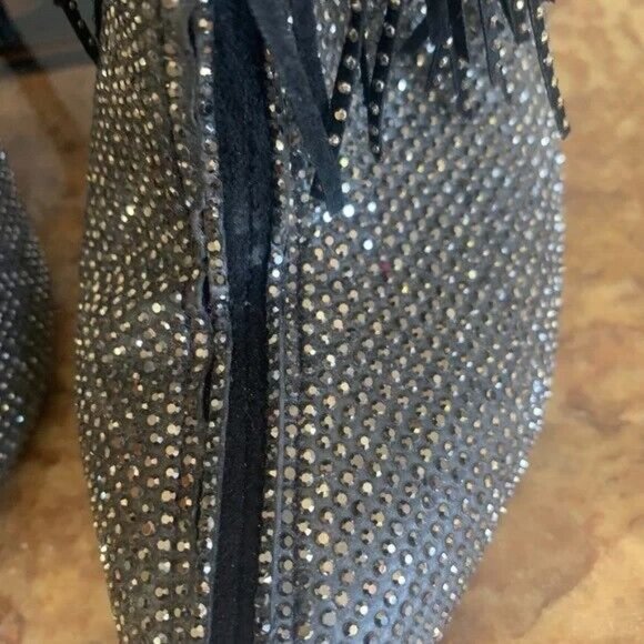 *ANDIAMO AFRINGE SPARKLE FRINGED STILETTO BOOTIE SIZE 6.5 * - Picture 6 of 13